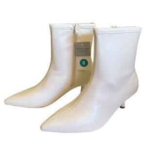 A New Day White Lonnie Kitten Heel Zip Up Stretch Boot Size 8